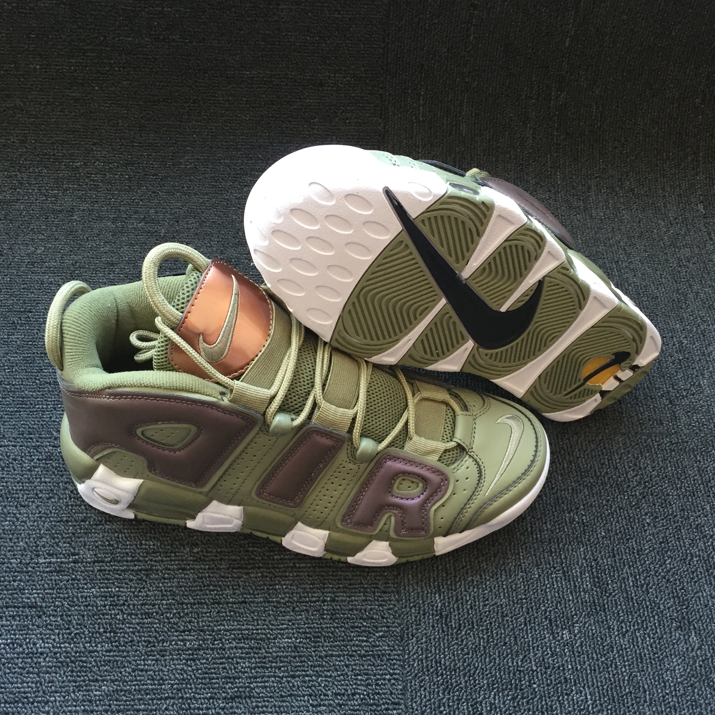 Nike Air More Uptempo Army Green Purple Shoes